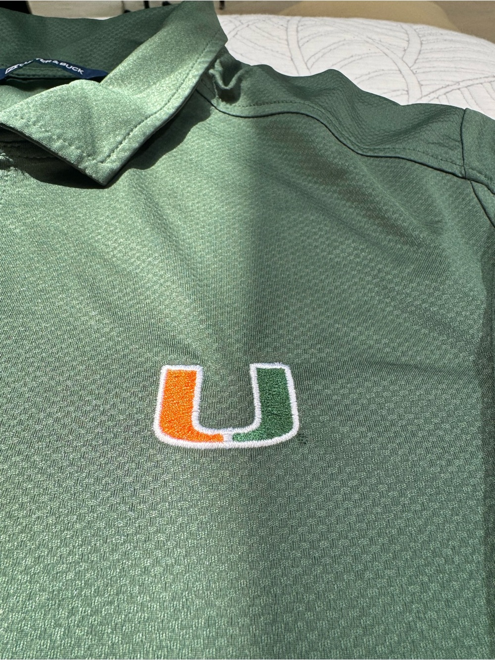 Cutter & Buck Miami Hurricanes Men’s Green Performance Golf Polo Large - Picture 3 of 12